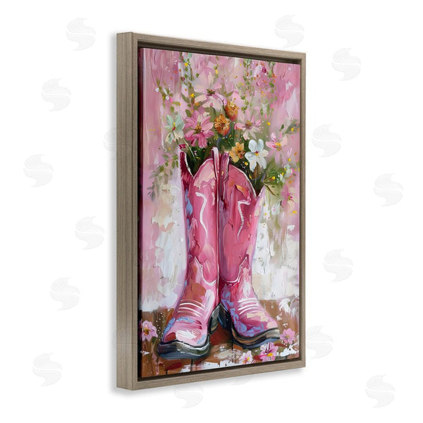 Stupell Industries LSR Design Studio | Floral Boots Pink Cowgirl Wall Art