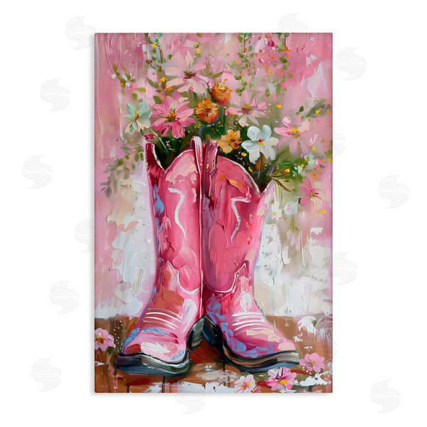 stupell industries LSR Design Studio | Floral Boots Pink Cowgirl Wall Art