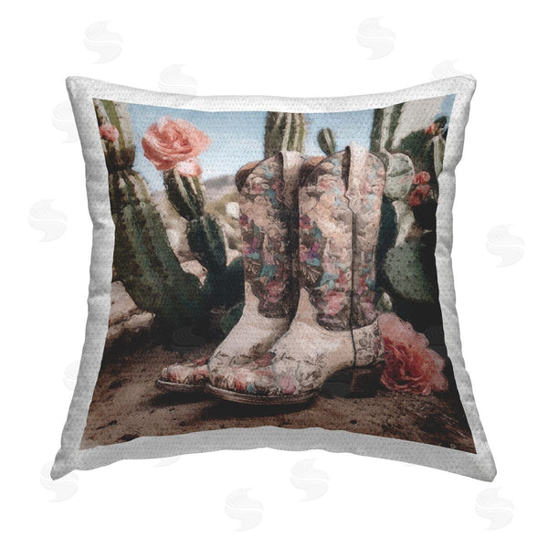 Stupell Industries LSR Design Studio | Floral Cowgirl Boots Printed Throw Pillow