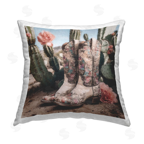 stupell industries LSR Design Studio | Floral Cowgirl Boots Printed Throw Pillow