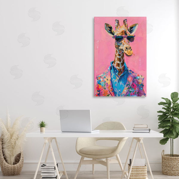 Stupell Industries LSR Design Studio | Floral Suit Giraffe Over Pink Wall Art