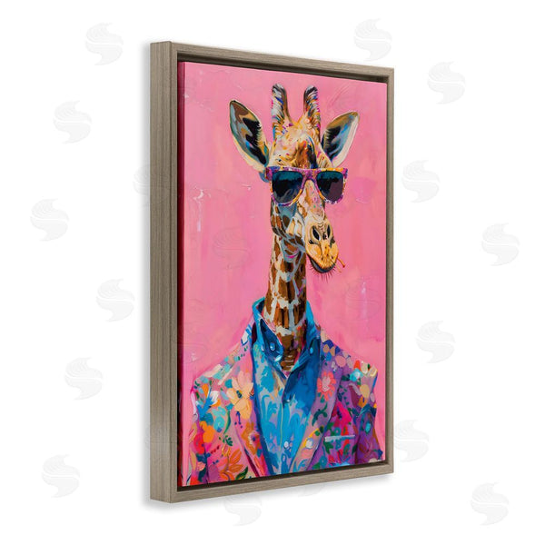 Stupell Industries LSR Design Studio | Floral Suit Giraffe Over Pink Wall Art