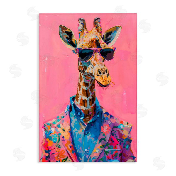 stupell industries LSR Design Studio | Floral Suit Giraffe over Pink Wall Art