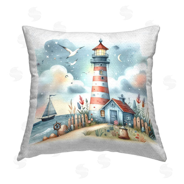 Stupell Industries LSR Design Studio | Fun Maritime Lighthouse Printed Throw Pillow