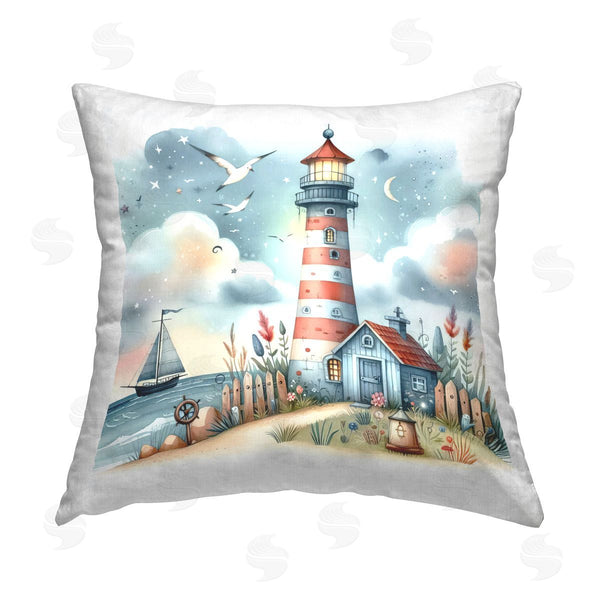 stupell industries LSR Design Studio | Fun Maritime Lighthouse Printed Throw Pillow