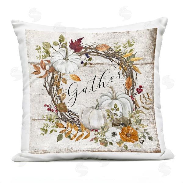 Stupell Industries LSR Design Studio | Gather Autumnal Wreath Printed Throw Pillow