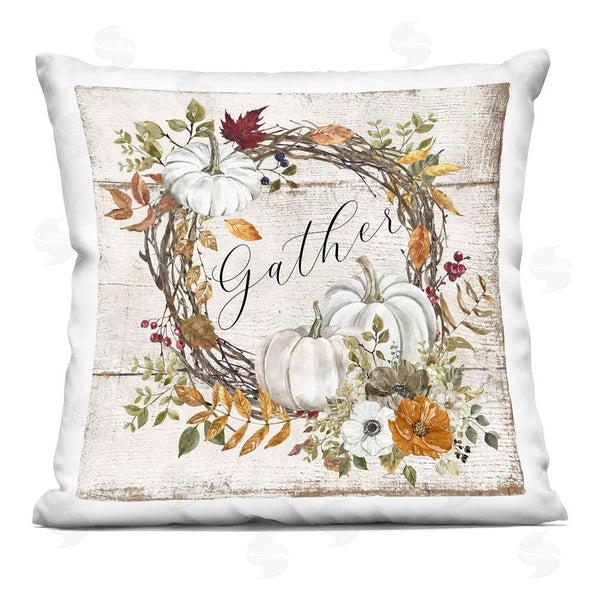 stupell industries LSR Design Studio | Gather Autumnal Wreath Printed Throw Pillow