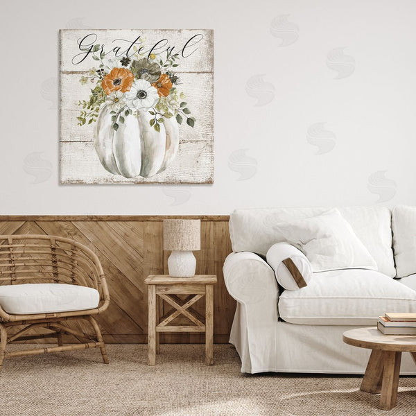 Stupell Industries LSR Design Studio | Grateful Floral Pumpkin