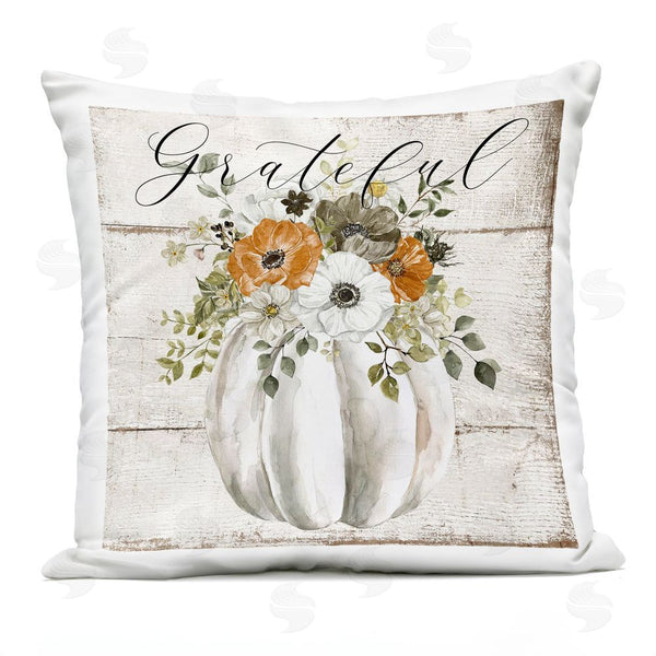Stupell Industries LSR Design Studio | Grateful Floral Pumpkin Printed Throw Pillow