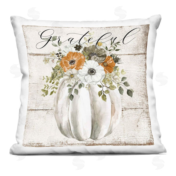 stupell industries LSR Design Studio | Grateful Floral Pumpkin Printed Throw Pillow