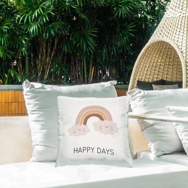 Stupell Industries LSR Design Studio | Happy Days Muted Rainbow Printed Throw Pillow