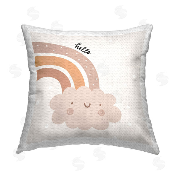 Stupell Industries LSR Design Studio | Hello Smiling Rainbow Printed Throw Pillow