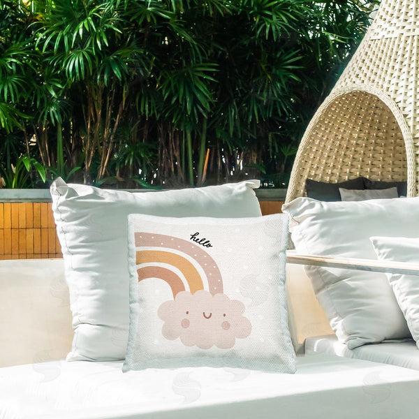 Stupell Industries LSR Design Studio | Hello Smiling Rainbow Printed Throw Pillow