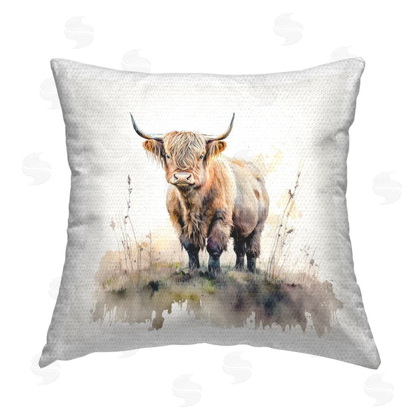 Stupell Industries LSR Design Studio | Highland Cow Nature Printed Throw Pillow