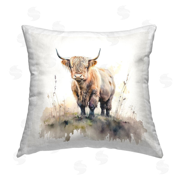 stupell industries LSR Design Studio | Highland Cow Nature Printed Throw Pillow