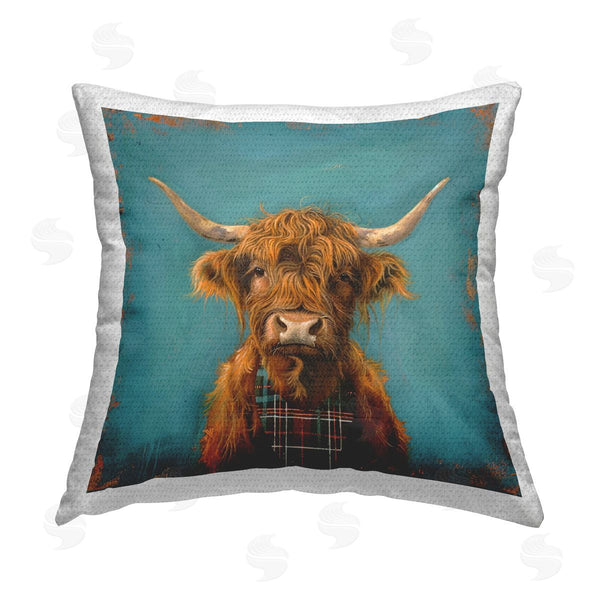 Stupell Industries LSR Design Studio | Highland Cow On Blue Printed Throw Pillow