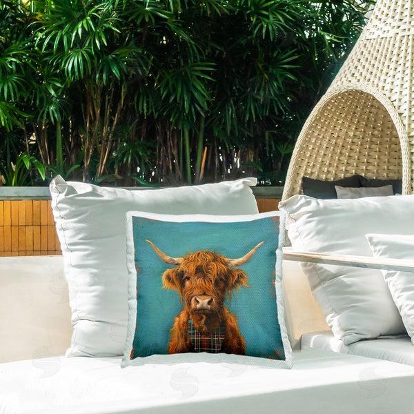Stupell Industries LSR Design Studio | Highland Cow On Blue Printed Throw Pillow