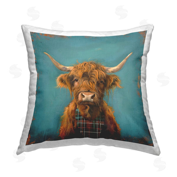 stupell industries LSR Design Studio | Highland Cow on Blue Printed Throw Pillow