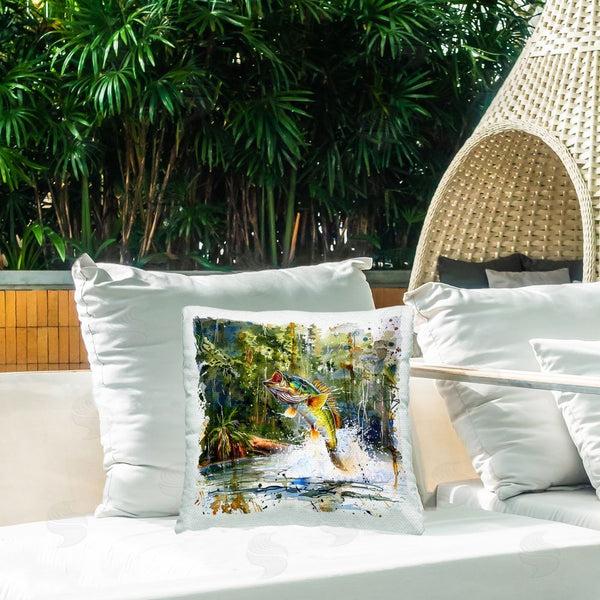 Stupell Industries LSR Design Studio | Jumping Bass Splash Printed Throw Pillow
