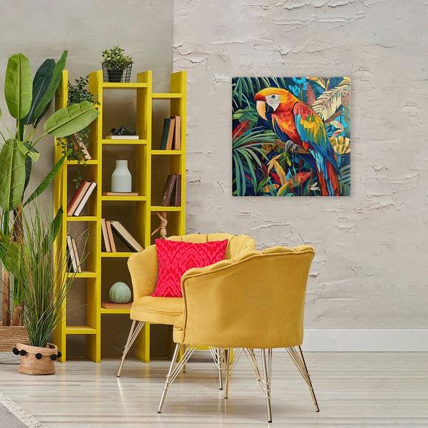 Stupell Industries LSR Design Studio | Jungle Parrot Amid Leaves