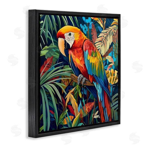 Stupell Industries LSR Design Studio | Jungle Parrot Amid Leaves