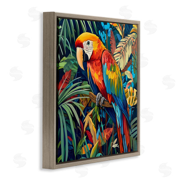 Stupell Industries LSR Design Studio | Jungle Parrot Amid Leaves