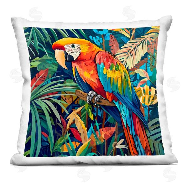 stupell industries LSR Design Studio | Jungle Parrot Amid Leaves Printed Throw Pillow