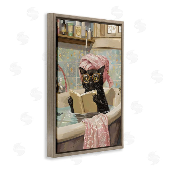 Stupell Industries LSR Design Studio | Kitty Care Bathtub Reading Wall Art