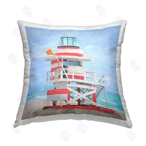 Stupell Industries LSR Design Studio | Lifeguard Hut Landscape Printed Throw Pillow