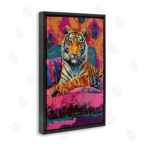 Stupell Industries LSR Design Studio | Lounging Tiger Over Orange Pink Wall Art