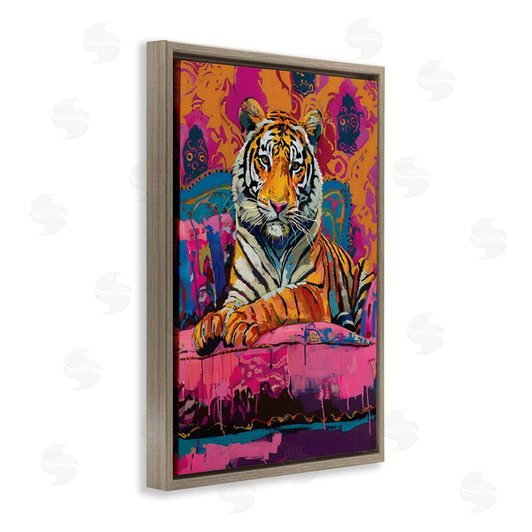 Stupell Industries LSR Design Studio | Lounging Tiger Over Orange Pink Wall Art