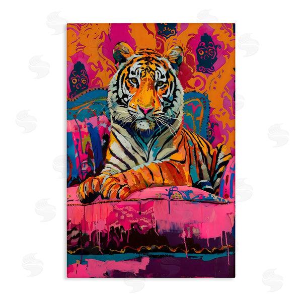 stupell industries LSR Design Studio | Lounging Tiger over Orange Pink Wall Art