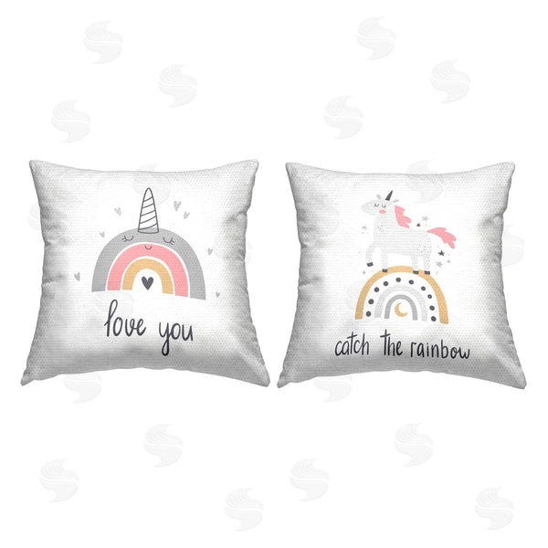 Stupell Industries LSR Design Studio | Love You Unicorn Rainbow Printed Throw Pillow Set