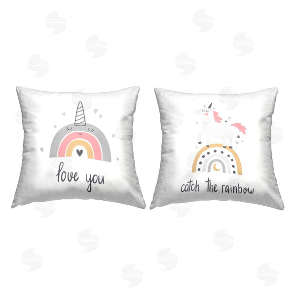 stupell industries LSR Design Studio | Love You Unicorn Rainbow Printed Throw Pillow Set