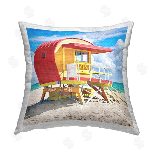 Stupell Industries LSR Design Studio | Miami Beach Hut Printed Throw Pillow