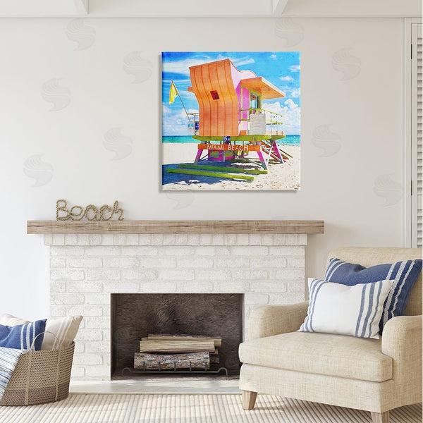 Stupell Industries LSR Design Studio | Miami Beach Orange Hut Wall Art
