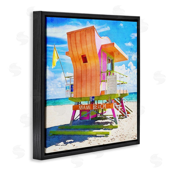 Stupell Industries LSR Design Studio | Miami Beach Orange Hut Wall Art