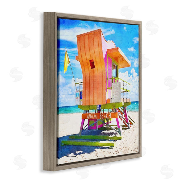 Stupell Industries LSR Design Studio | Miami Beach Orange Hut Wall Art