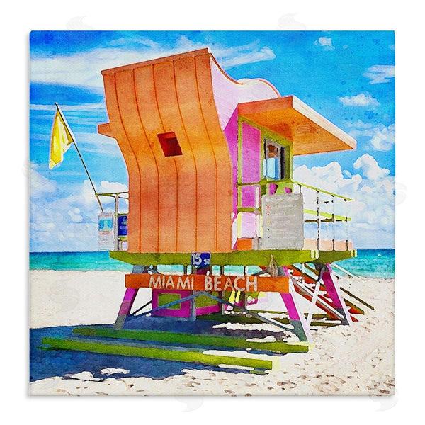 stupell industries LSR Design Studio | Miami Beach Orange Hut Wall Art