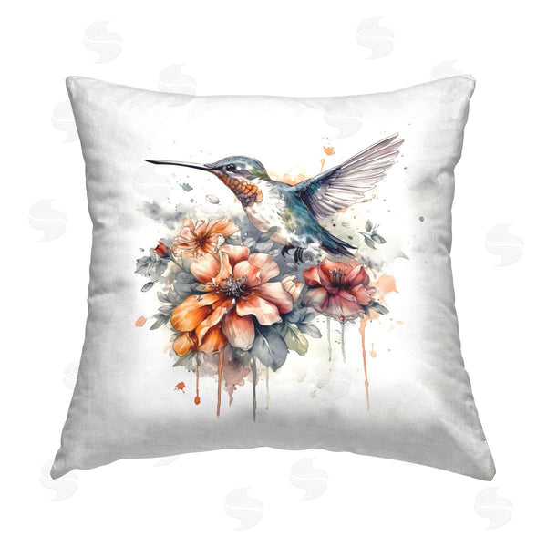 stupell industries LSR Design Studio | Modern Floral Hummingbird Printed Throw Pillow