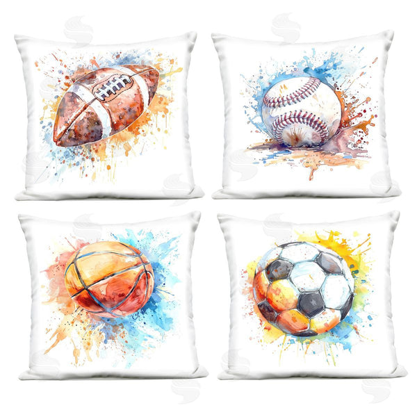Stupell Industries LSR Design Studio | Modern Splash Sports Balls Printed Throw Pillow Set