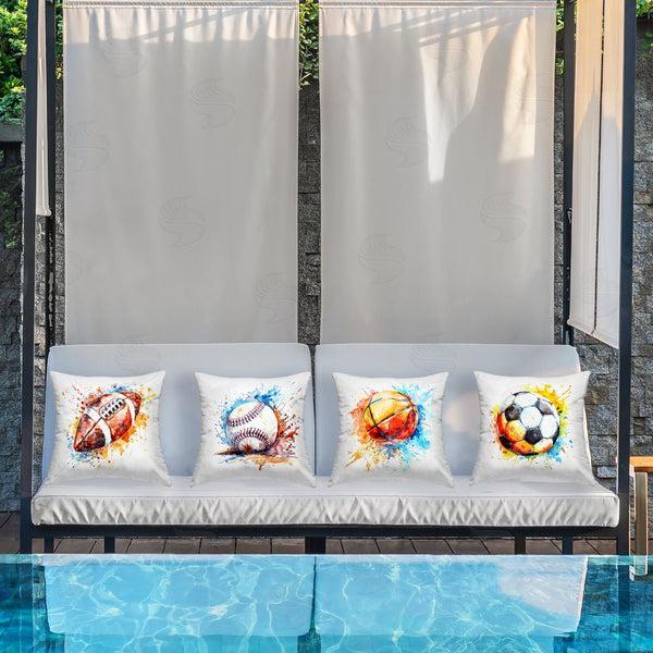 Stupell Industries LSR Design Studio | Modern Splash Sports Balls Printed Throw Pillow Set