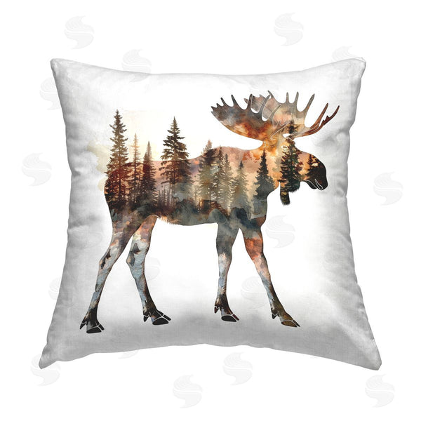 stupell industries LSR Design Studio | Moose Forest Silhouette Printed Throw Pillow