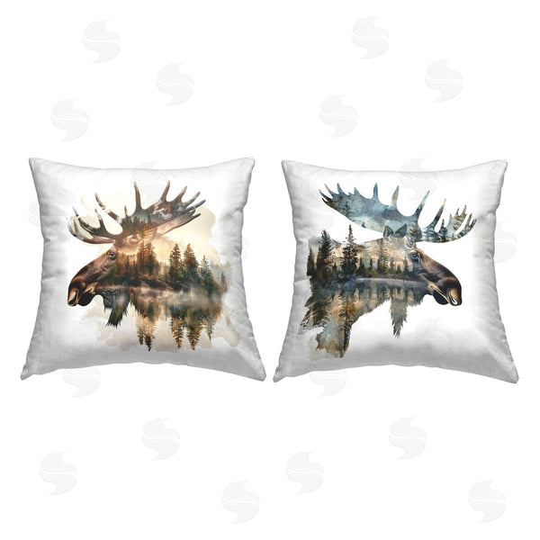 stupell industries LSR Design Studio | Moose Silhouettes Forest Printed Throw Pillow Set