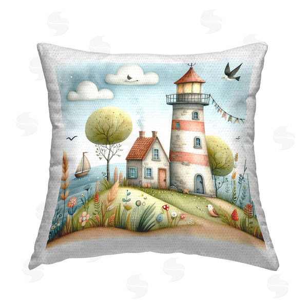 Stupell Industries LSR Design Studio | Nautical Lighthouse Whimsy Printed Throw Pillow