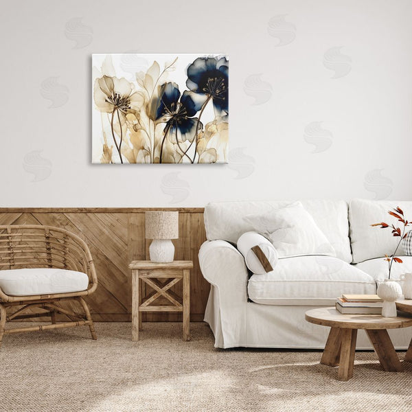 Stupell Industries LSR Design Studio | Navy & Gold Flowers Wall Art