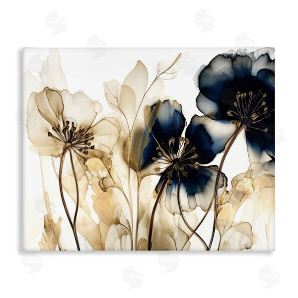 stupell industries LSR Design Studio | Navy & Gold Flowers Wall Art