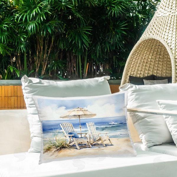Stupell Industries LSR Design Studio | Neutral Adirondack Chairs Printed Throw Pillow