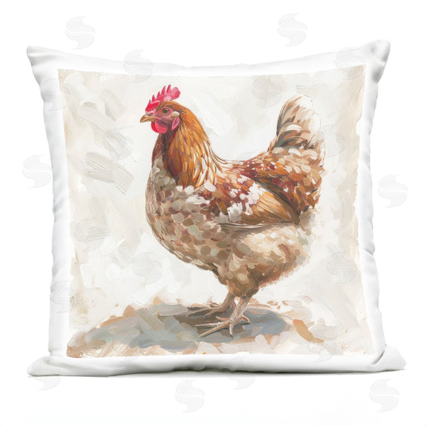 Stupell Industries LSR Design Studio | Neutral Chicken On Beige Printed Throw Pillow