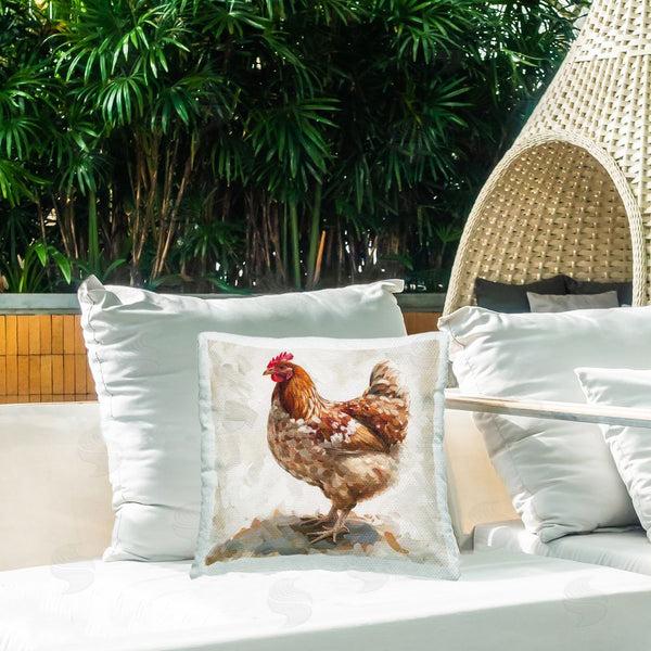 Stupell Industries LSR Design Studio | Neutral Chicken On Beige Printed Throw Pillow